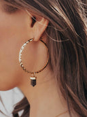 Krush Kouture: Hammered Hoop Earrings with Charm-Hoop Earrings-Rae Collective, Women's Online Fashion Boutique Located in Phoenix, Arizona (Scottsdale Area)