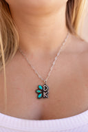 Initial Stone Plate with Heart Sterling Silver Necklace PREORDER-Chain Necklaces-Rae Collective, Women's Online Fashion Boutique Located in Phoenix, Arizona (Scottsdale Area)