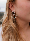 Double The Love Heart Stone Earrings-Drop Earrings-Rae Collective, Women's Online Fashion Boutique Located in Phoenix, Arizona (Scottsdale Area)