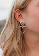 Double The Love Heart Stone Earrings-Drop Earrings-Rae Collective, Women's Online Fashion Boutique Located in Phoenix, Arizona (Scottsdale Area)