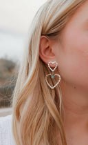 Double The Love Heart Stone Earrings-Drop Earrings-Rae Collective, Women's Online Fashion Boutique Located in Phoenix, Arizona (Scottsdale Area)