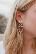 Double The Love Heart Stone Earrings-Drop Earrings-Rae Collective, Women's Online Fashion Boutique Located in Phoenix, Arizona (Scottsdale Area)