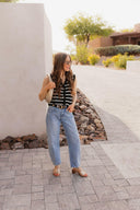 Elevated Stripe Button Down Tank Top-Tanks-Krush Kandy, Women's Online Fashion Boutique Located in Phoenix, Arizona (Scottsdale Area)
