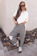 Easy Days Patchwork Railroad Striped Pants-Pants-Rae Collective, Women's Online Fashion Boutique Located in Phoenix, Arizona (Scottsdale Area)