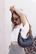 Aria Whipstitch Crescent Shoulder Bag-handbags-Rae Collective, Women's Online Fashion Boutique Located in Phoenix, Arizona (Scottsdale Area)