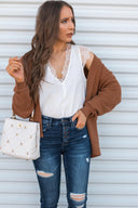 Busy Boss Babe Eyelash Lace V Neck Tank Top | S-2X 6 colors-Tanks-Rae Collective, Women's Online Fashion Boutique Located in Phoenix, Arizona (Scottsdale Area)