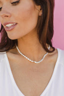 She's Classic Edge Pearl and Silver Necklace-Pearl Necklaces-Krush Kandy, Women's Online Fashion Boutique Located in Phoenix, Arizona (Scottsdale Area)