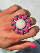 Pink & White Opal Sunflower Cluster Sterling Silver Ring-Rae Collective, Women's Online Fashion Boutique Located in Phoenix, Arizona (Scottsdale Area)