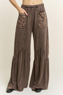 J.HER Mineral Washed Cotton Print Pocket Wide-Leg Flare Pants | S-XL-Pants-Rae Collective, Women's Online Fashion Boutique Located in Phoenix, Arizona (Scottsdale Area)