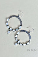 Hammered Hoop & Gemmed Loop Earring-Hoop Earrings-Rae Collective, Women's Online Fashion Boutique Located in Phoenix, Arizona (Scottsdale Area)