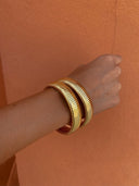 Waterproof Ribbed Stainless Steel Coil Bangle Bracelet