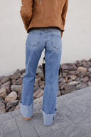 KANCAN Wide Leg Rolled Cuff Denim Jean-Jeans-Krush Kandy, Women's Online Fashion Boutique Located in Phoenix, Arizona (Scottsdale Area)