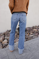 KANCAN Wide Leg Rolled Cuff Denim Jean-Jeans-Krush Kandy, Women's Online Fashion Boutique Located in Phoenix, Arizona (Scottsdale Area)