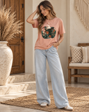 Peach Fall Floral Pumpkin Graphic Tee