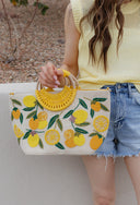 Golden Citrus Embroidered Tote-Purses & Bags-Rae Collective, Women's Online Fashion Boutique Located in Phoenix, Arizona (Scottsdale Area)