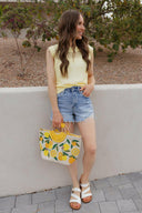 Golden Citrus Embroidered Tote-Purses & Bags-Rae Collective, Women's Online Fashion Boutique Located in Phoenix, Arizona (Scottsdale Area)